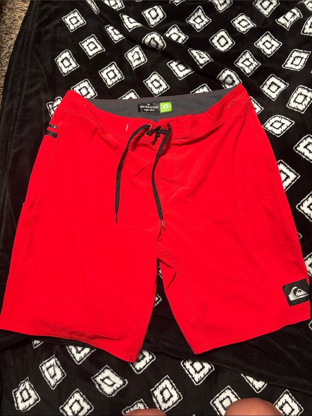 Quiksilver Red Men's Boardshorts with Black Drawstring